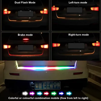 

Auto Car Tailgate Turning Signal Light Bar RGB LED Strip Trunk Light Strips Multicolor Braking Lamp M8617