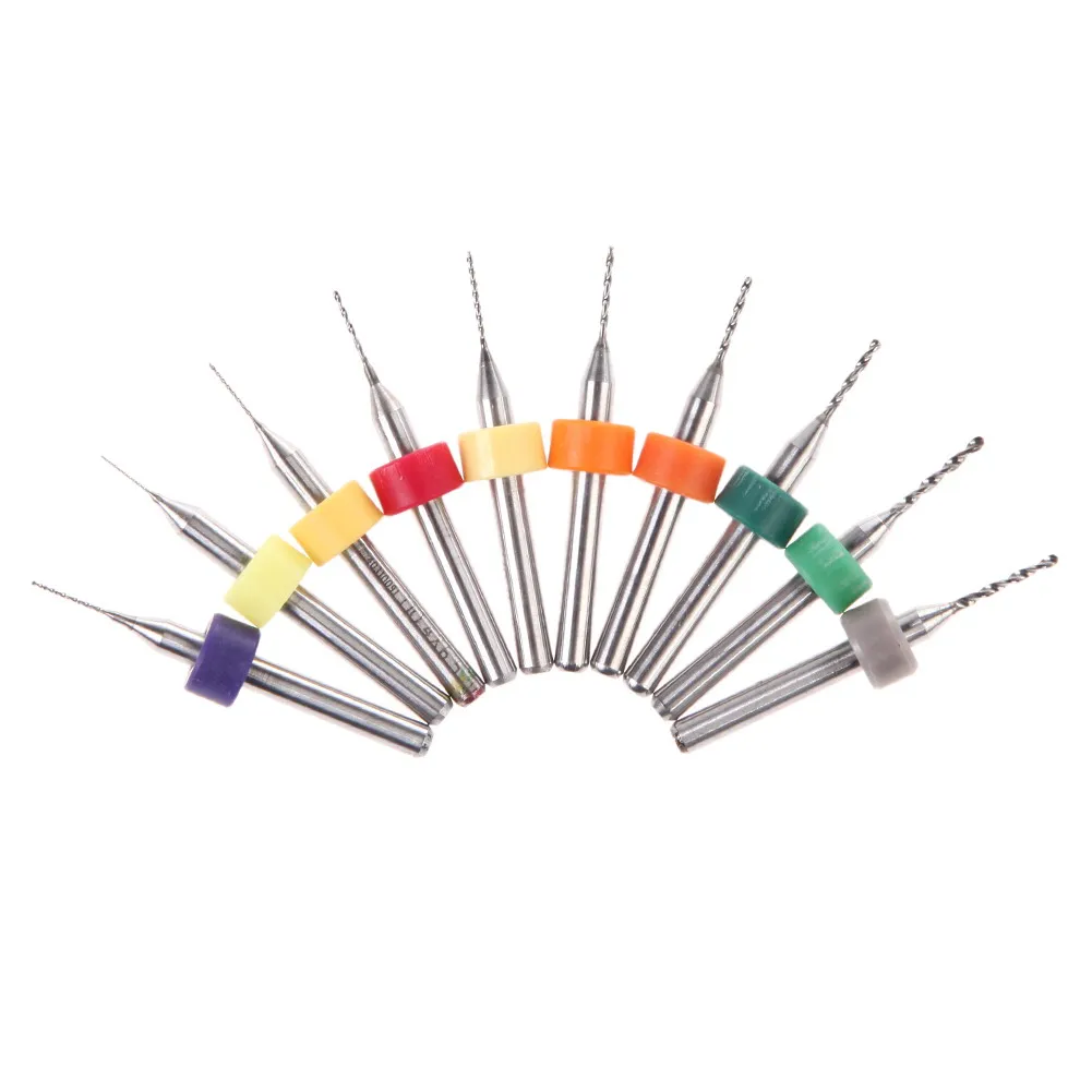 

10pcs/Set HighQuality Hard Alloy PCB Print Circuit Board Carbide Micro Drill Bits Tool 0.3 to 1.2mm for SMT CNC