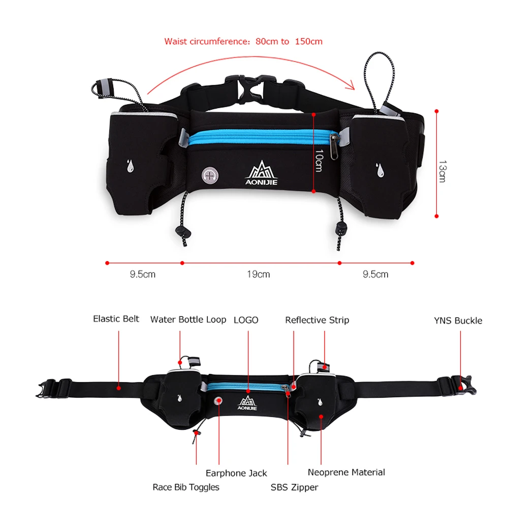 AONIJIE Running Belt Hydration Waist Pack with 500ml Soft Water Bottle Fanny Pack for Running Hiking Cycling Climbing
