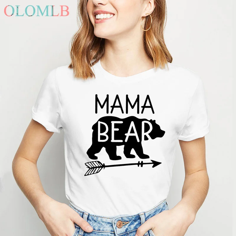 Mama bear t shirt for women Summer O-Neck Mom T-Shirt Mom Life Shirt Gift for Mom Casual Female Tee Ladies Tops Fashion t shirts