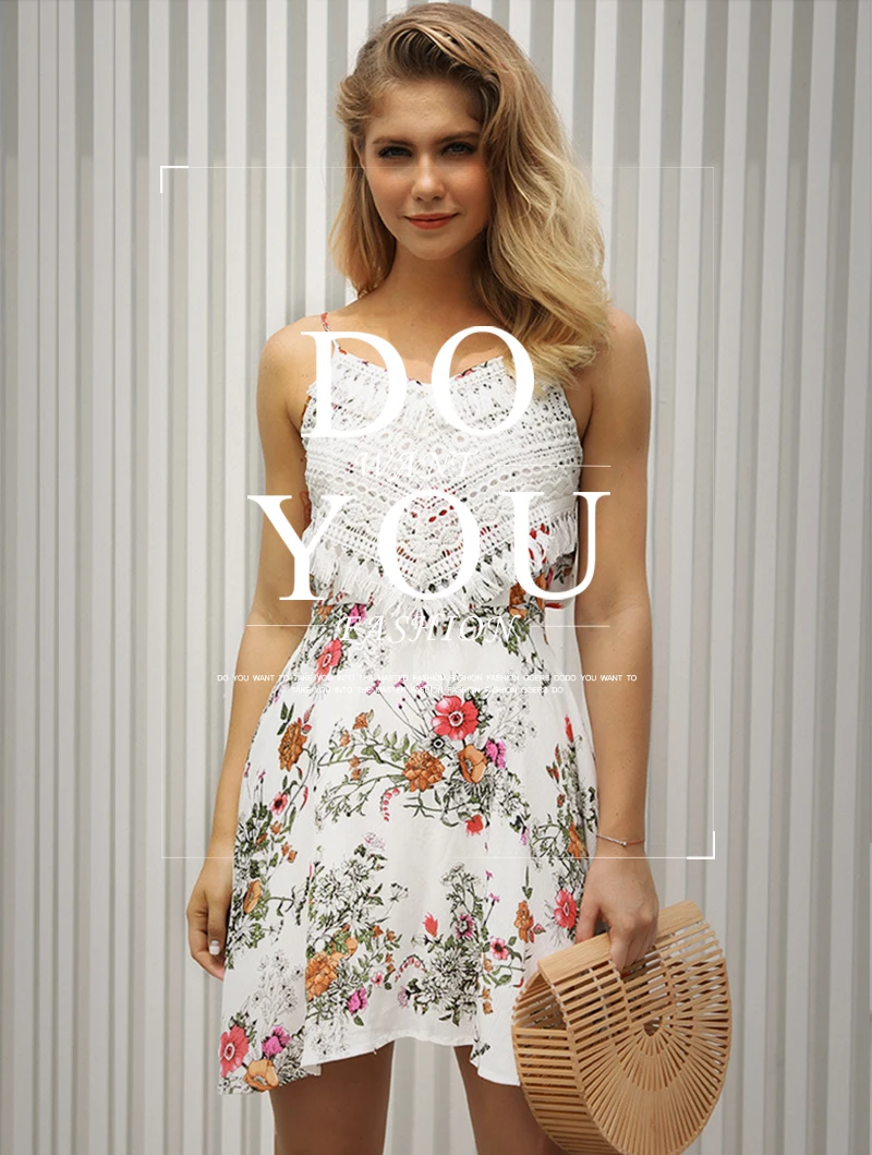 Backless Sexy Chiffon Sundress Women Summer Boho Floral Beach Print Dress White 2018 Bow Strap Vestidos Bodycon Mini Dresses