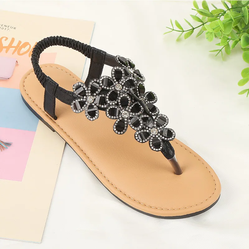 Летние роскошные дизайнерские женские сандалии со стразами; обувь на плоской подошве со стразами; коллекция года; модные шикарные пляжные сандалии; Цвет черный, серебристый, золотой; Sandles