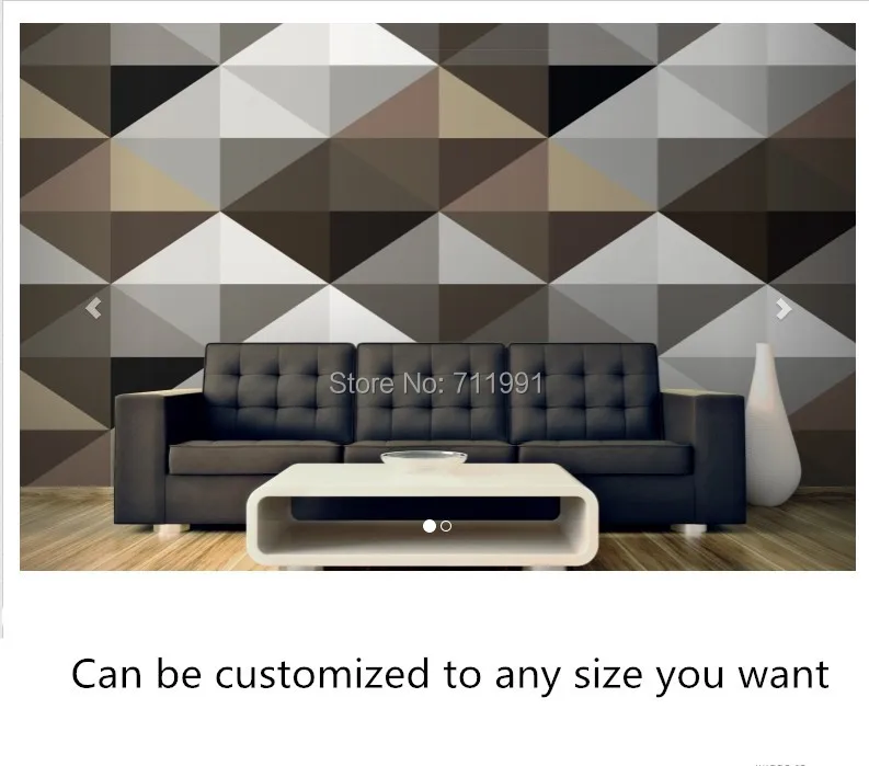 

Free shipping custom Cool Brown Geometric Pattern Mural Wallpaper Murals