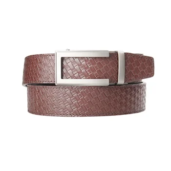 

Men's Genuine Leather Ratchet Casual Dress Belt With Automatic Buckle 3.5cm Width Brown Belt Adjustable Exact fit