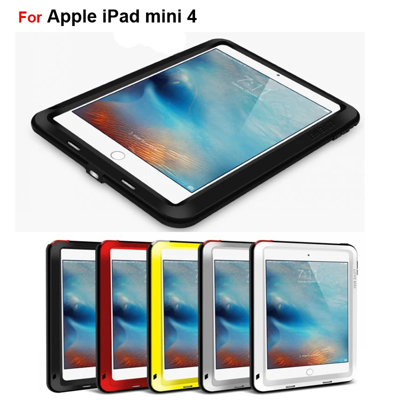 Dirt-resistant Anti-knock Metal Aluminum Tablet Cases with Gorilla Glass for Apple iPad mini 4 Heavy Duty Protect Tablet PC Case