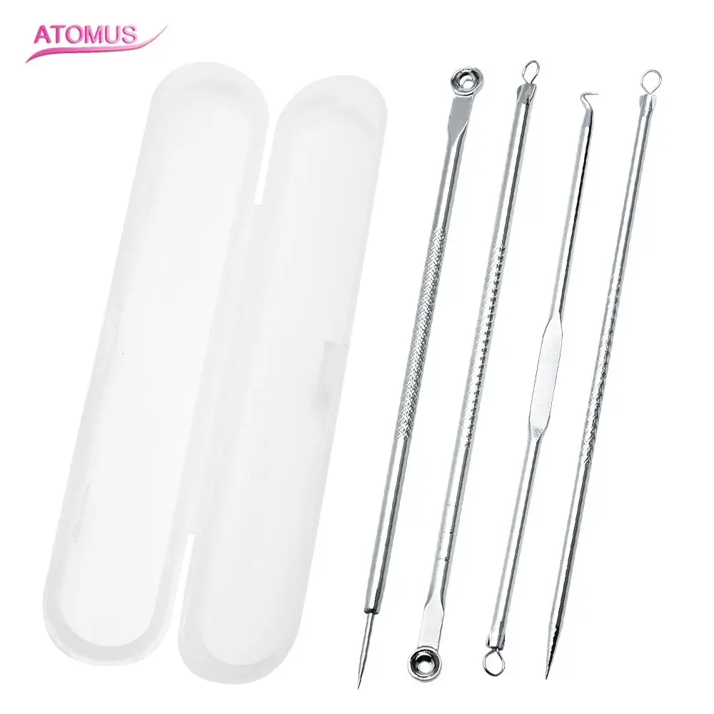 

ATOMUS 4Pcs/Set Acne Removal Needles Kit Stainless steel Facial Blackhead Spot Pimple Remover Extractor Tool For Face Care