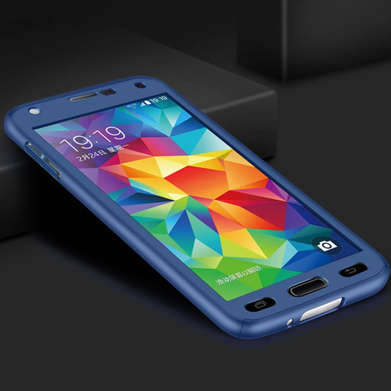 

360 Full Protective Case for Samsung Galaxy S5 Case Hard Shell Cover Matte Case for Samsung S5 S5 Neo Case Cover +Tempered Glass