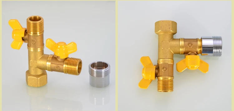 Good Quality 1/2" T Type 2 Way Splitter Brass Water Hose Tap Quick Connector with Valve Gardening Irrigation Tool