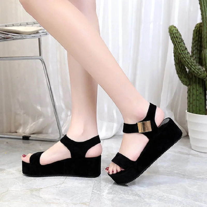 

2019 new summer high heel sandals women's platform wedges platform shoes waterproof platform open toe shoes