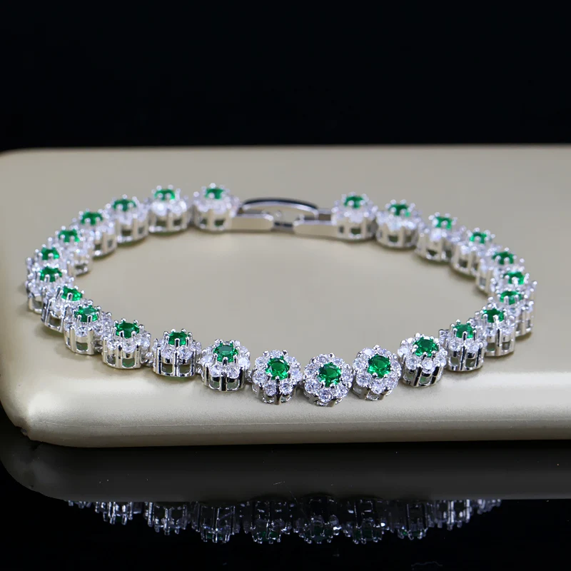 jewelry accessories BeaQueen Trendy Green and White Cubic Zirconia Stone Setting Ladies Tennis Bracelets Silver 925 Jewelry for Women B100 jewellery shop near me