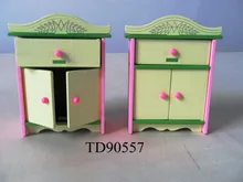 W008 New children gift kids wooden toy Furniture doll house furniture DIYEducational Toys living room furniture cabinet 2pcs/set