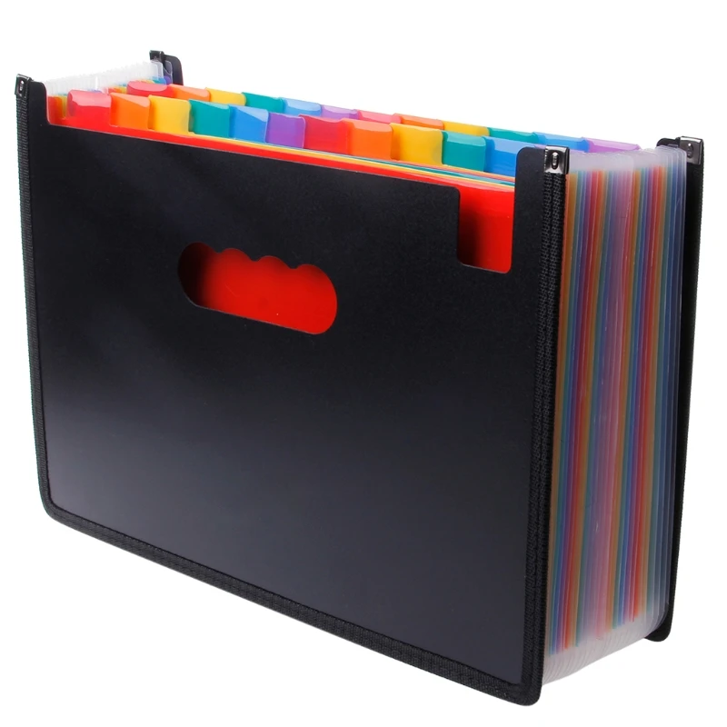 

Free shipping Expanding File Folder 24 Pocket Black Accordion A4 Folder School Office Supplies