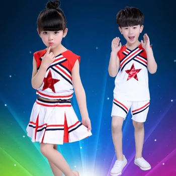 

Retail Kids Performance Costumes Suits Children Cheerleading Uniforms Dancewear Boys Girls Students Aerobics Cheerleader Costume