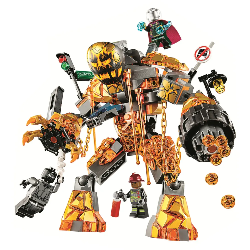 

Marvel Spider Far From Home Molten Man Battle Building Blocks Kit Bricks Classic Movie Model Kids Toys For Children Gift