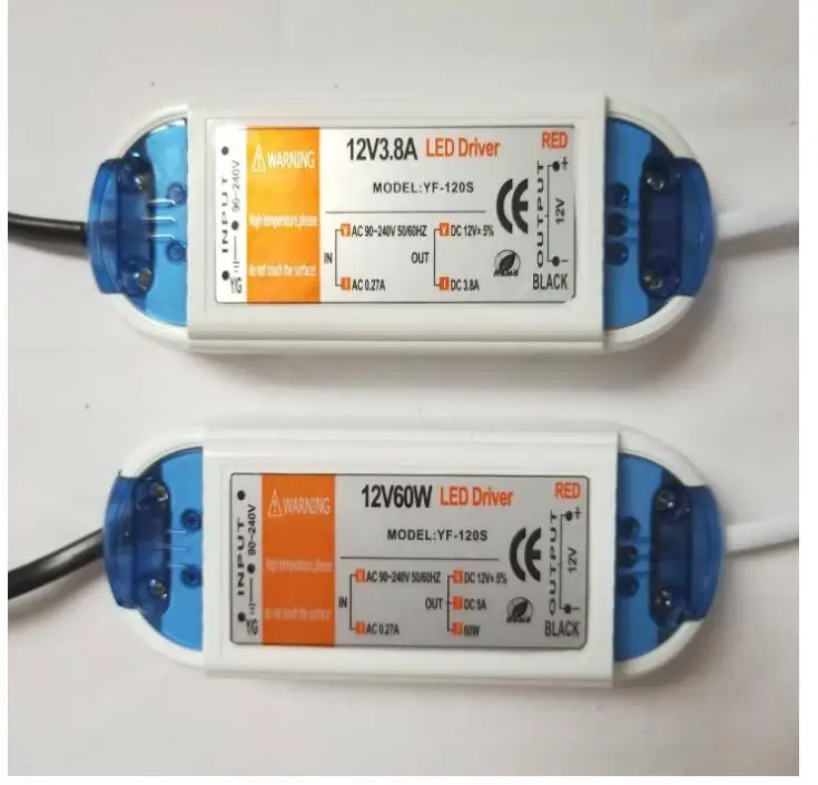 

DHL 50 штук DC 12V светодиодный трансформатор освещения 42W 60W Светодиодный драйвер адаптер AC 90V-240V to 12V DC источник питания светодиодный светодиодной ленты