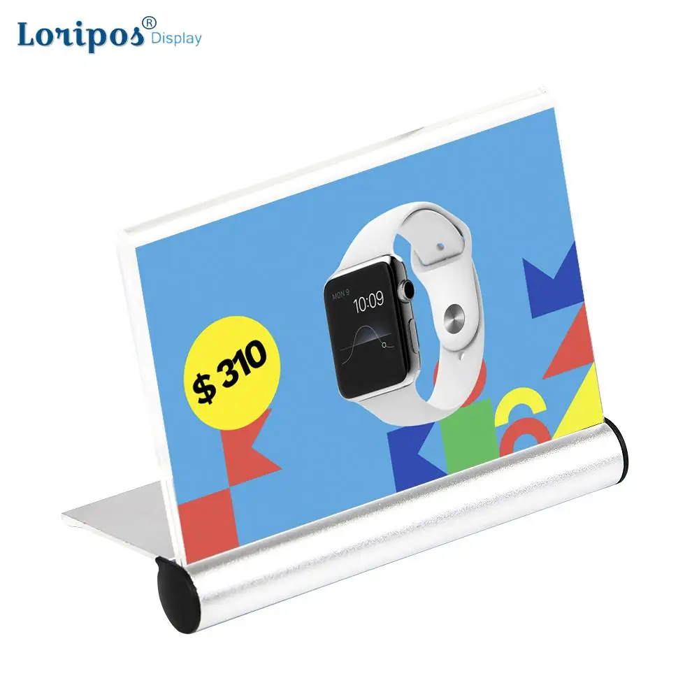 

A6 Label Holder Acrylic Metal Price Tag Display Picture Frame Table Desk Sign Label Holder Table Name Card Holder Stand