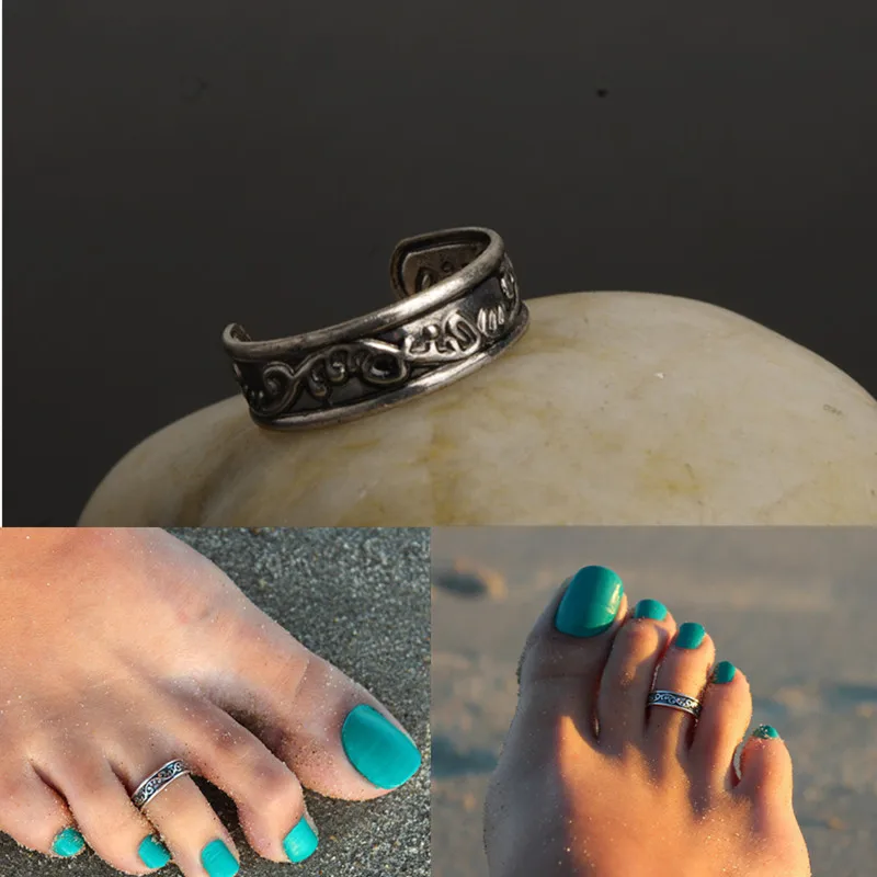 Hot Sale Antique Silver Plated Halhal Anklets Adjustable Open Ring Women Vintage Toe Ring Lots Body Jewelry on the leg Hot Sale Antique Silver Plated Halhal Anklets Adjustable Open Ring Women Vintage Toe Ring Lots Body Jewelry on the leg