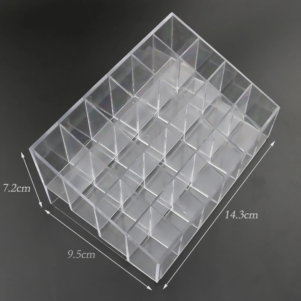 Portable transparent 24 Grids Makeup Storage Box for Lipstick Holder Organizer Nail Polish Display Stand