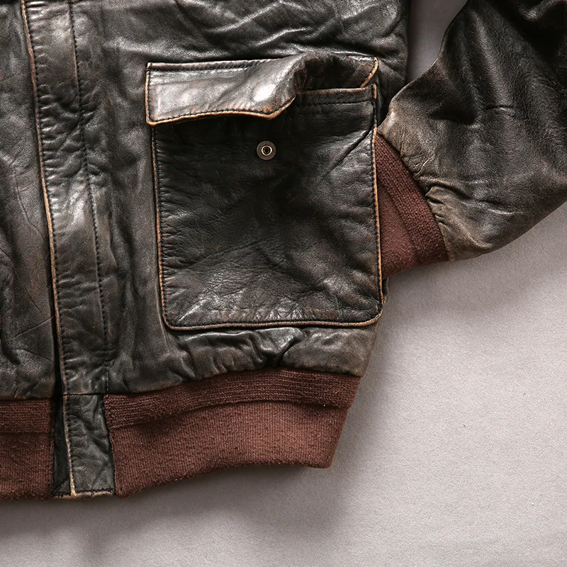 Blog Read Description! Asian size air force flight A1 pilot sheep leather jacket high quality genuine sheep leather A1 jacket M6070