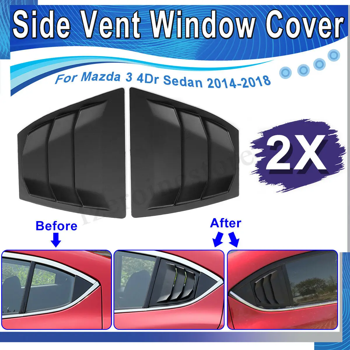 2 шт. задняя панель задней боковой части кузова боковые окна жалюзи вентиляционное отверстие для Mazda3 4 двери
