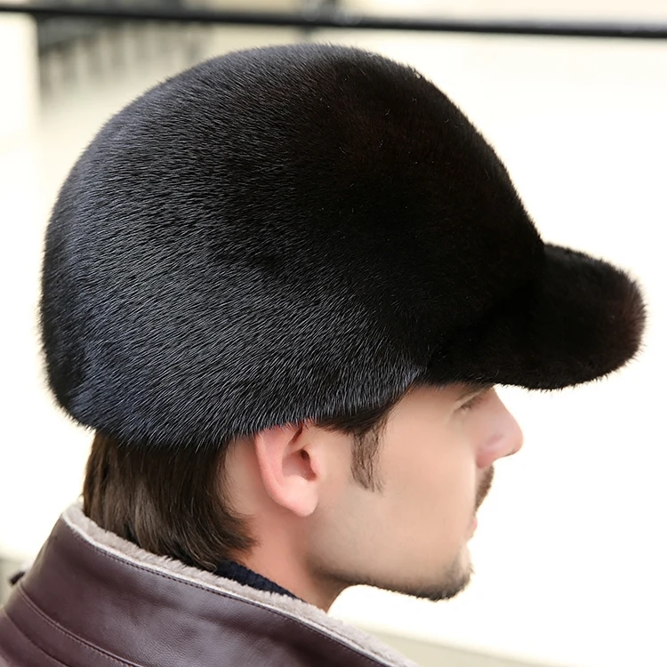 Мужские шапки из натурального меха норки, осенний и зимний теплый, модный, Элитный натуральный мех норки, кепки для мужчин