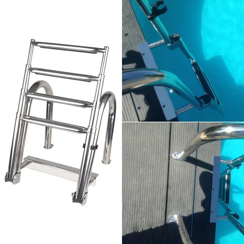 

Folding 4 Steps Marine Boat Stainless Steel Ladder Yacht Swimming Board Ladder Boat