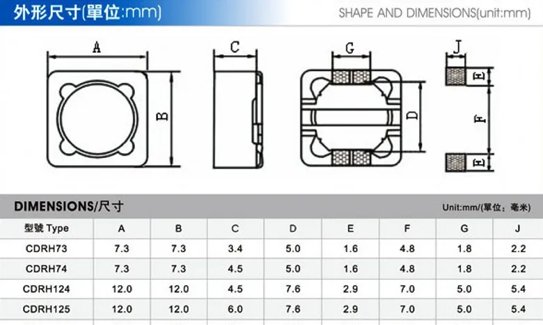 50 шт./лот SMD патч Экранирование мощных индукторов CDRH74R CDRH104R CDRH127R 2.2UH 3.3UH 4.7UH 6.8UH 10UH 22UH 33UH 47UH 68UH 100UH