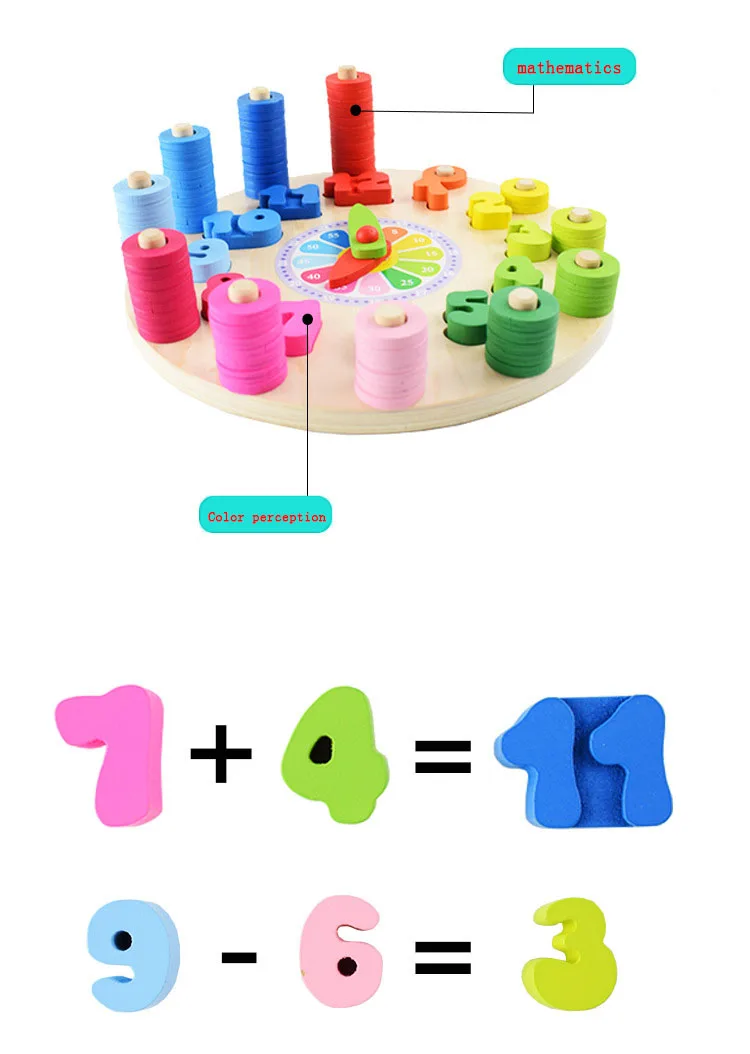 Auxiliares de Ensino Contagem de Brinquedo de Madeira Pré-escolar Bebê Montessori Brinquedos Educação Precoce Matemática Relógio Digital Forma Geométrica Correspondência Mod. 337110 5 High Quality Brinquedos e hobbies