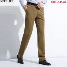 Зимние мужские брюки, прямые брюки, 10XL, хлопок, повседневные, хаки, Осенние, деловые, классические, большие размеры, 8XL, 9XL, брюки, формальные, 5XL