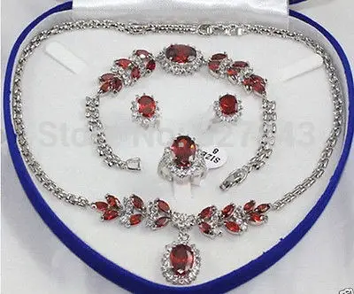 

Wholesale Bridal jewelry ruby 9K Necklace Bracelet Earring Ring Sets