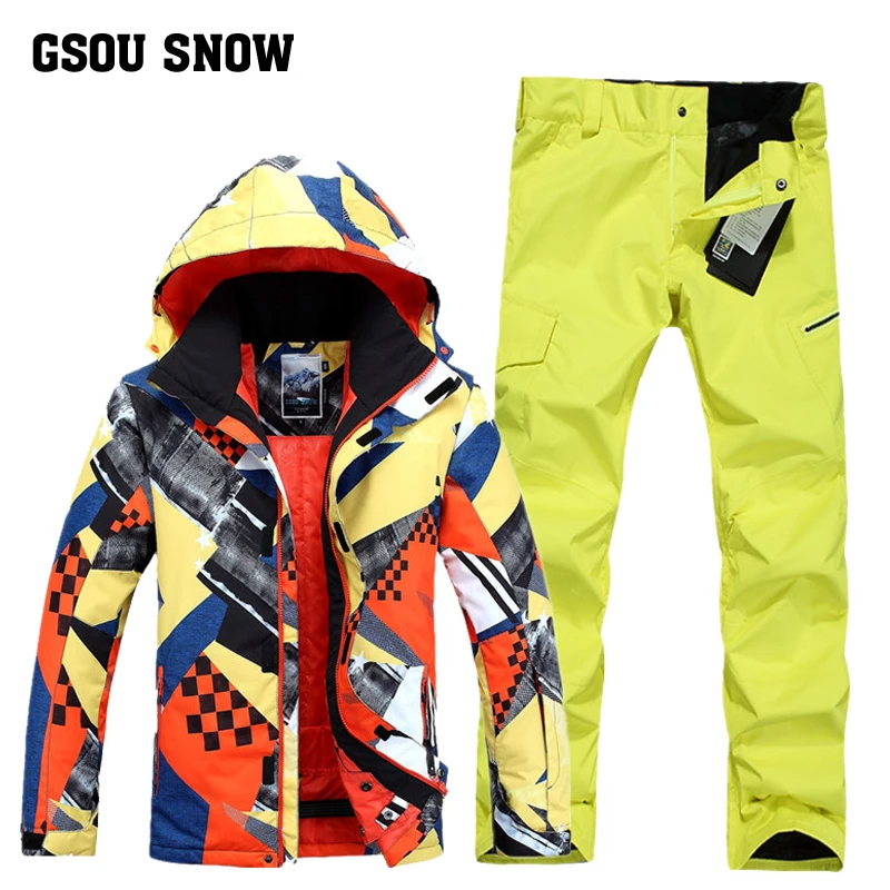 Gsou snowWinter Impression 2017 NEW Men Ski Suit Super Warm Clothing