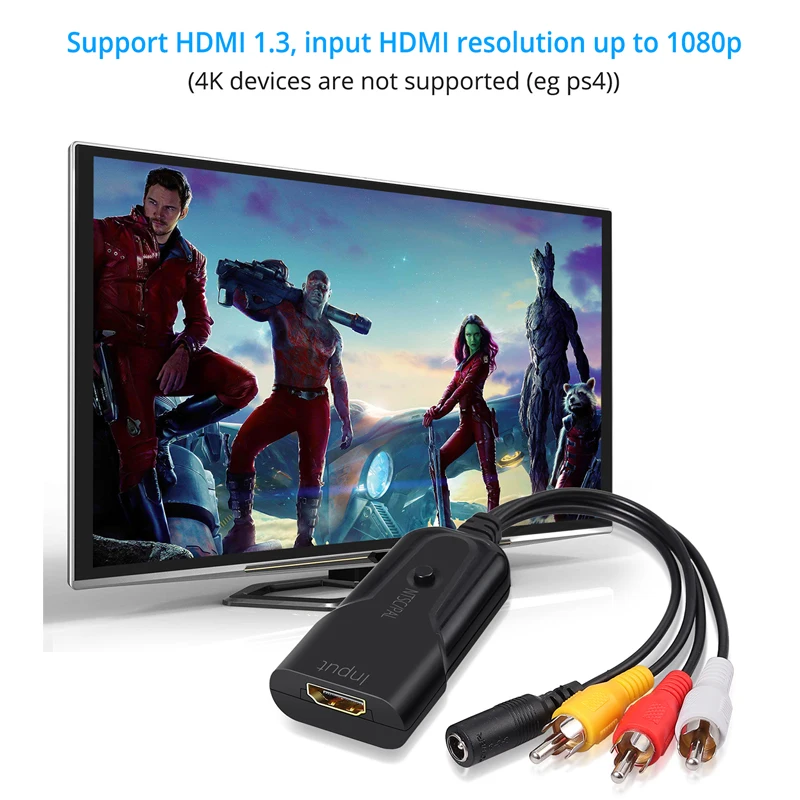 (Отправка из США) Neoteck 1080p HDMI в аудио видео конвертер RCA Поддержка 1 3 для потоковой