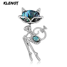 Креативная брошь Лисичка Абалон ракушка заколки с животными серебряные цветные значки металлические броши с диамантами для шарфа Женские аксессуары для пальто подарок