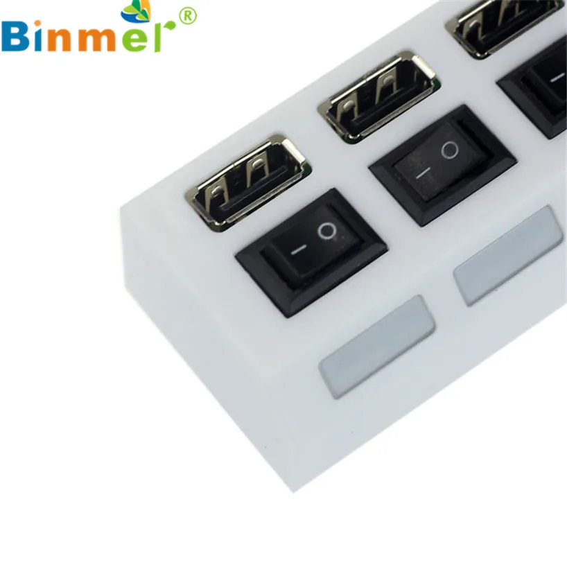Binmer USB 2,0 4 порта включения/выключения питания светодиодный концентратор для ПК ноутбука WH Sep 15