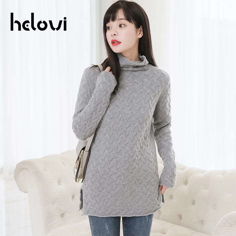 Helovi Women Turtleneck Knitted Sweaters 2018 New winter Autumn Long Sleeve cashmere Elastic Female Pullover Long sleeve Helovi Women Turtleneck Knitted Sweaters 2018 New winter Autumn Long Sleeve cashmere Elastic Female Pullover Long sleeve