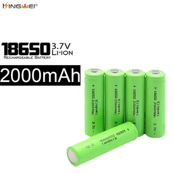 

100pcs/lot Kingwei Brand new 2000mah 18650 Batteries 3.7v Rechargeable Battery For Laser Pen Flashlight Powerbank E-cigarette