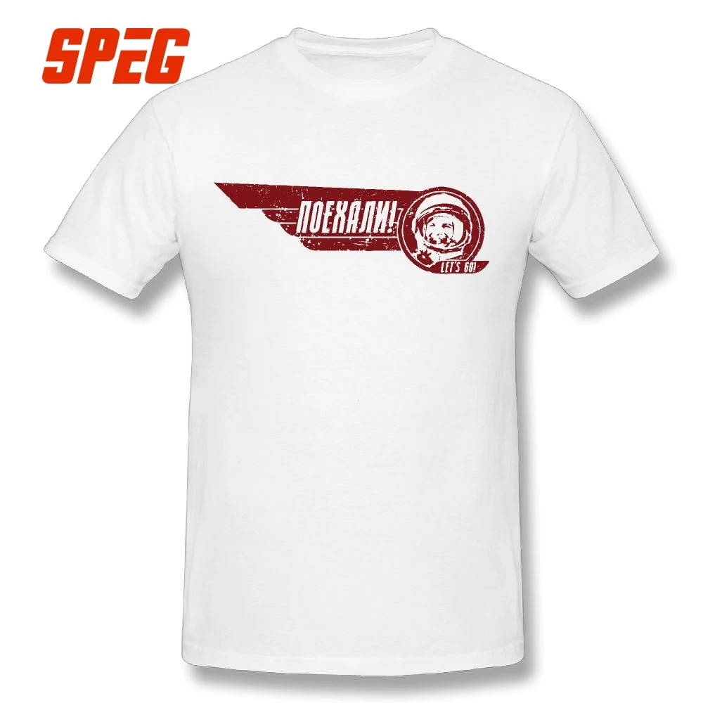 

Let's Go! Yuri Gagarin T-Shirts Light Shirt Version Fashion T Shirts Short Sleeve Mens Purified Cotton Tee Shirts