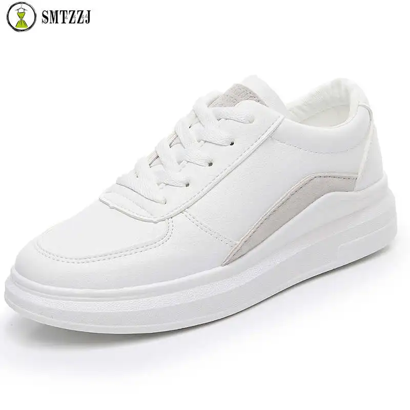 

SMTZZJ Women Flats Shoes 2019 Girls Casual White Black Pink Women's Canvas Shoes Lace Up Solid Color Spring Soft Bottom Shoes
