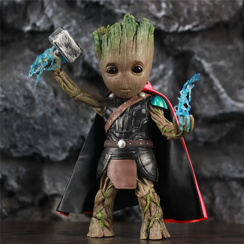 

Life Size 1:1 Marvel Guardians of The Galaxy Avengers Cute Baby Tree Man Mix Thor 25CM 12" Action Figure KO HT Hot Toys Legends