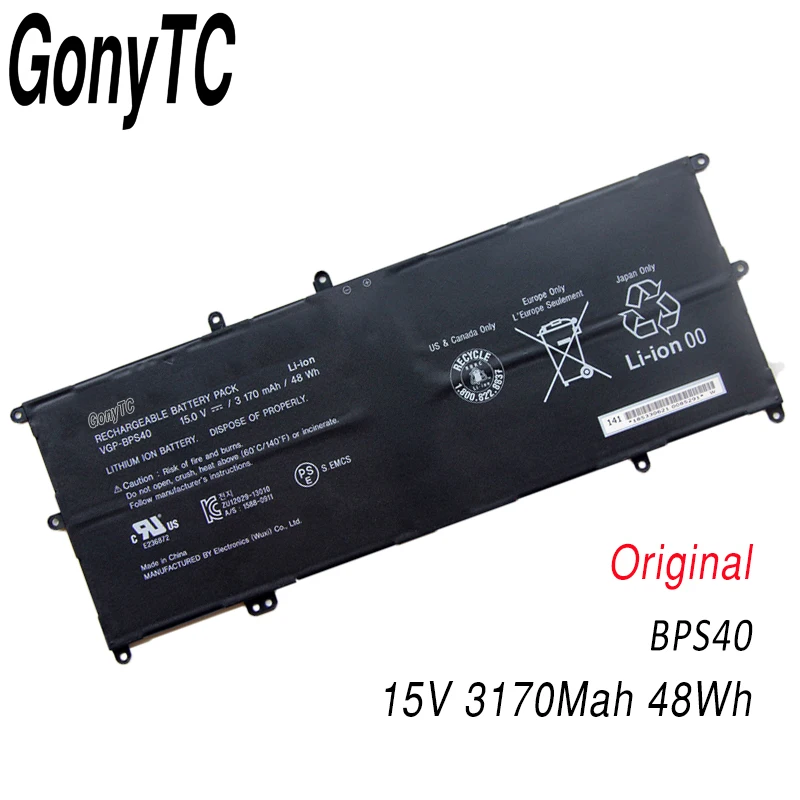 Оригинальный 15V 3170 мА/ч 48wh VGP-BPS40 BPS40 Батарея для Sony флип SVF 15A SVF15N17CXB SVF15NB1GL SVF15NB1GU