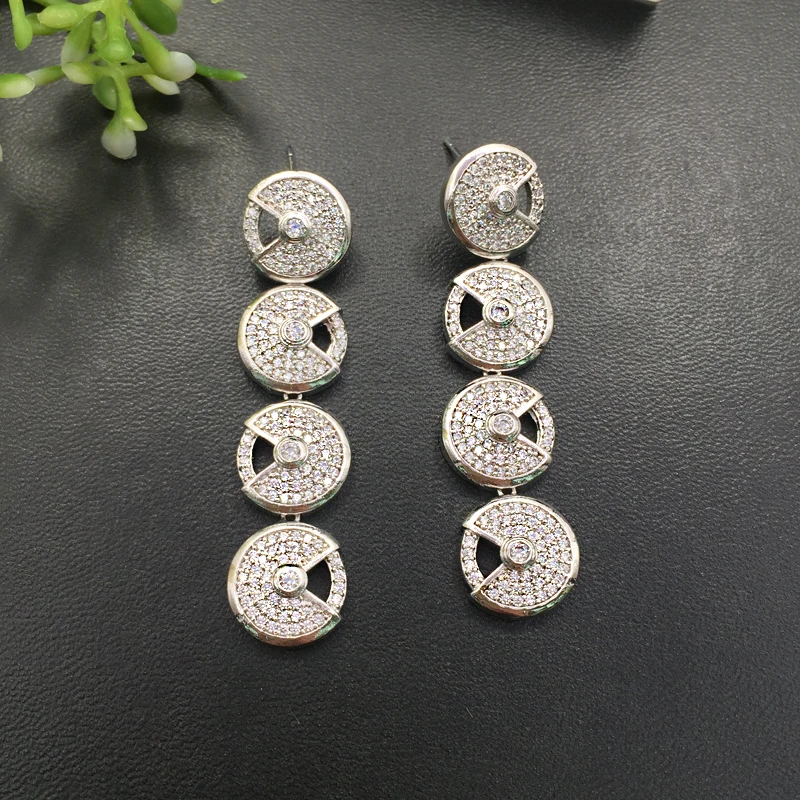

Lanyika Fashion Jewelry Exquisite Round Earrings Full Zircon Micro Plated for Wedding Banquet Daily Birthday Trendy Best Gift