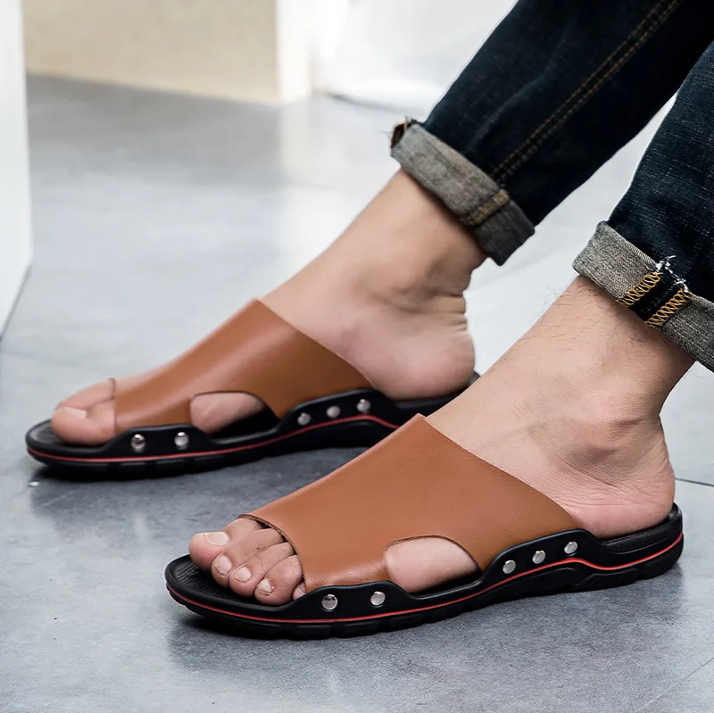 

Summer Fashion Shoes Men Sandals Slides Beach Flip Flops Luxury Brand Men's Sandals Casual Shoes for Men Slippers Black 2019
