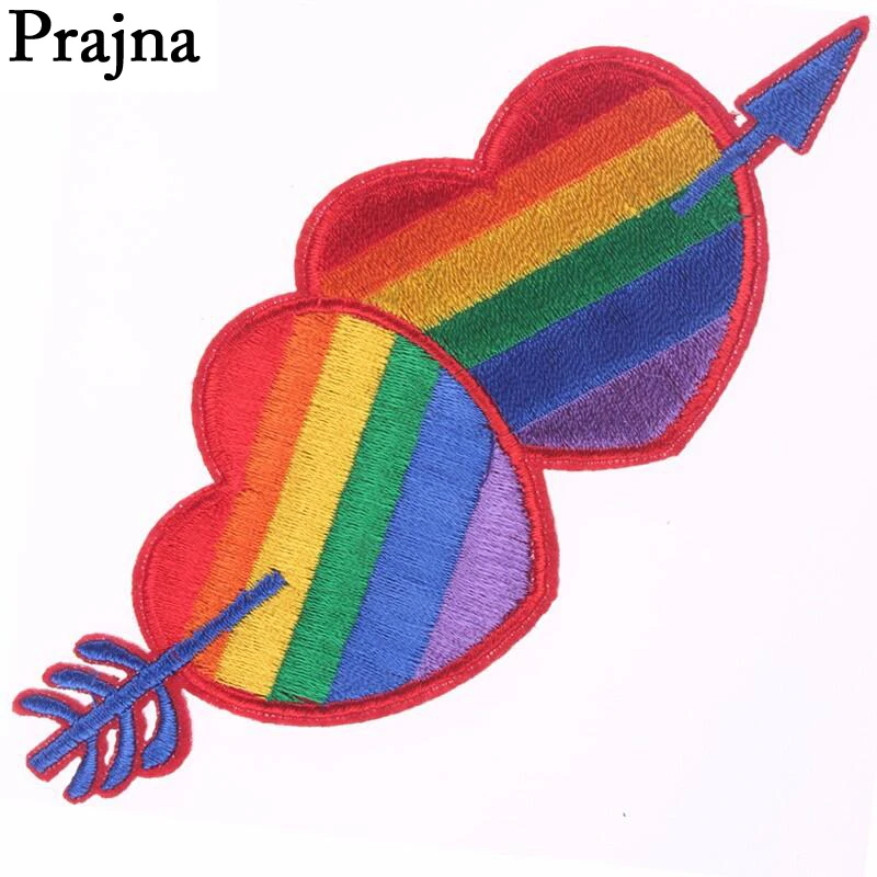 Prajna флаг ЛГБТ нашивки Радужная вышитая железная нашивка для одежды гей Прайд значки на рюкзак Аппликация Швейные наклейки E