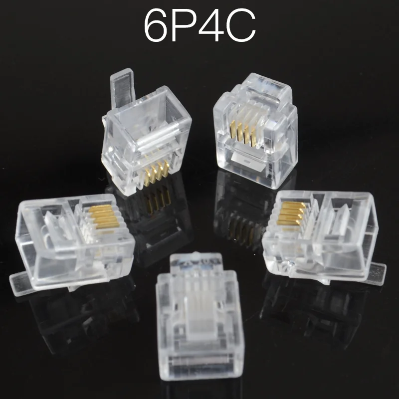 10 шт. RJ9 4P4C RJ11 6P2C 6P4C 6P6C RJ45 8P8C телефон Интернет модульный разъем Jack, RJ11 разъем RJ11 - Цвет: 6P4C