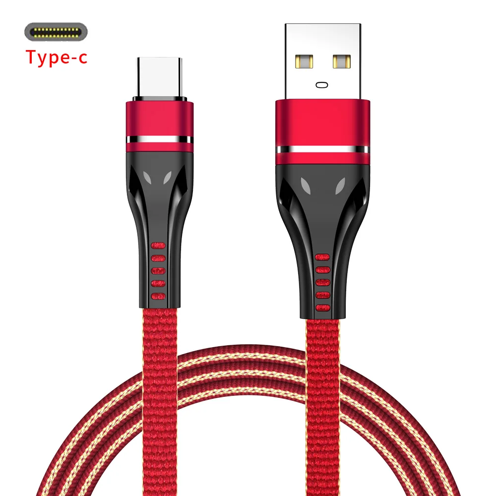 MUSTTRUE 3.0A USB C кабель быстрое зарядное устройство для samsung Blackberry xiaomi type c USB кабель Реверсивный плоский провод usb-c шнур для передачи данных 1 м - Цвет: Red