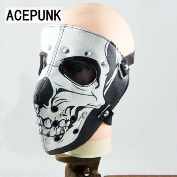 

Fashion Motorcycle Punk Rock Face Hip-hop Halloween Party Black PU Leather Mask Cosplay Adjustable Zipper Skull Masks 2020 New