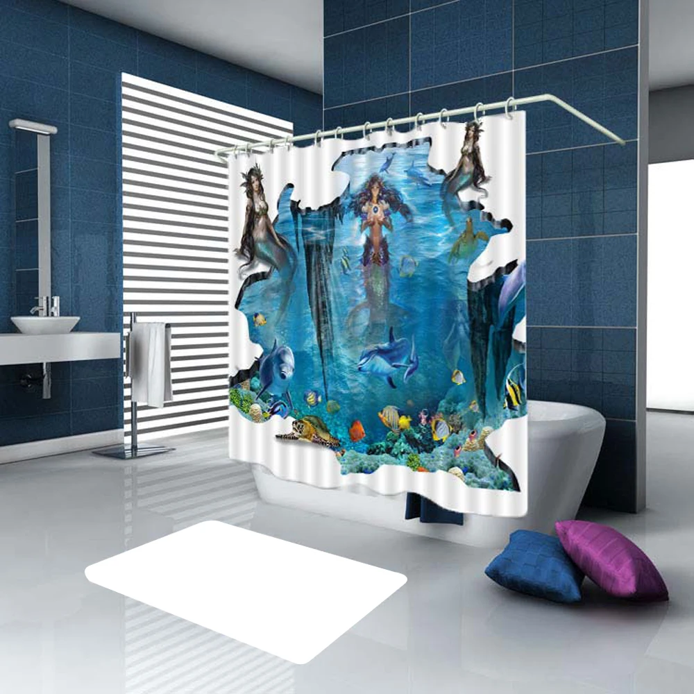 

Simulation 3D Colourful Animals Waterproof Shower Curtain Drapes of Bathroom Creative Polyester Bath Curtain Toilet with Hooks