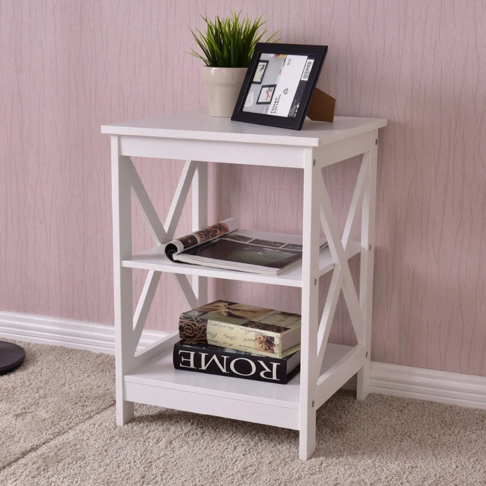 Goplus 3 Tiers Nightstand Modern End Table Storage Display Shelf Living Room Furniture White New Side Coffee Tables HW56201 Goplus 3 Tiers Nightstand Modern End Table Storage Display Shelf Living Room Furniture White New Side Coffee Tables HW56201