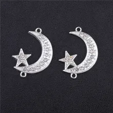 Juya diy acessórios de jóias islâmicas ouro/prata cor crescente allah lua estrela conectores para fazer jóias muçulmanas