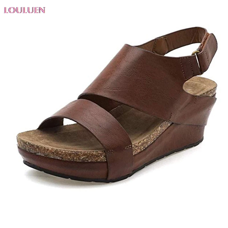 

LOULUEN 2019 Sandals Womens Comfortable Platformed Wedges Open Toe Adjustable Ankle Roman Sandals Plus Size 35- 43 Drop #0529